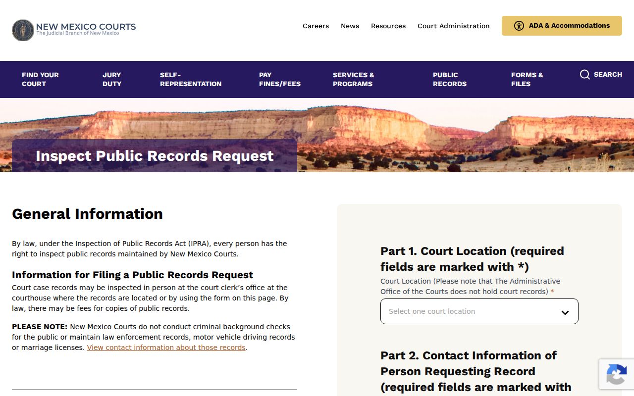 Roosevelt County case search source image from New Mexico Courts IPRA