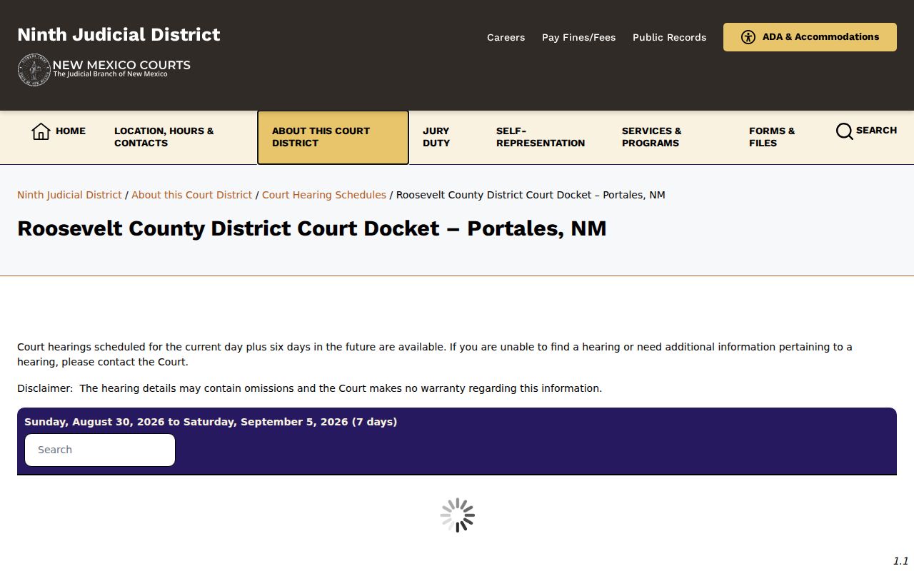 Roosevelt County civil dockets source image from District Court docket page