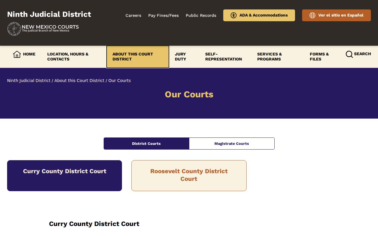 Roosevelt County court calendar source image from the Ninth Judicial District courts page