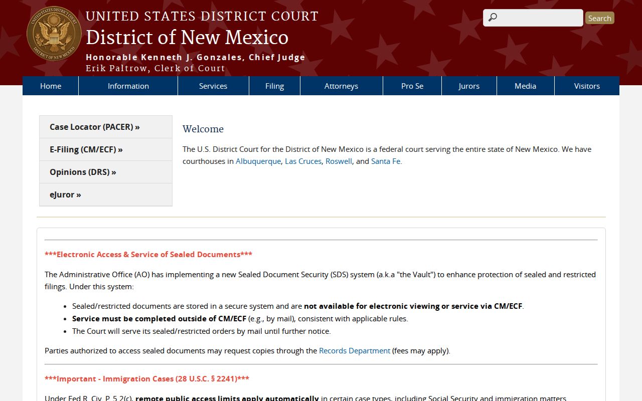 Roosevelt County court records source showing separate federal court information